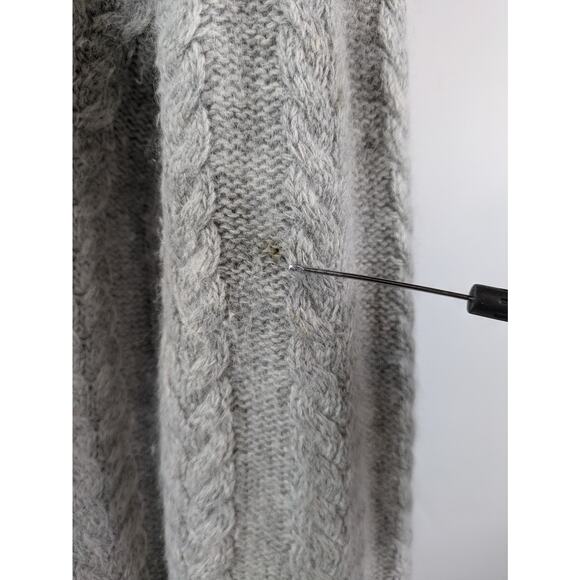 Kenar Womens Medium Cardigan Cable Knit Sweater Angora Rabbit Hair Light Gray - Picture 9 of 12